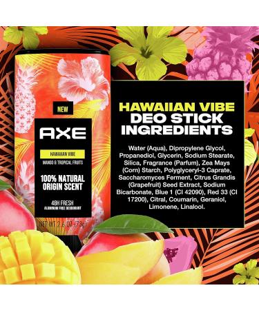 AXE Hawaiian Vibe Men's Aluminum-Free Deodorant Stick 2.6 oz, 4-Pack - 100% Natural Scent & Essential Oils - Buy Online on SooperMarket.com