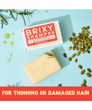BRIXY Strengthening Shampoo Bar for Thinning Hair | Pumpkin Seed Oil & Rosemary | Vegan pH Balanced Plastic Free - Buy Online on SooperMarket.com