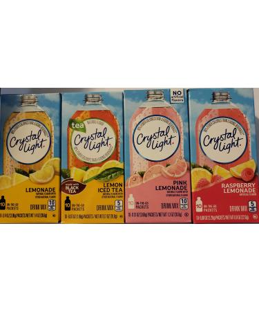 Crystal Light Lemonade Variety Bundle- Lemonade, Pink Lemonade, Raspberry Lemonade, Lemonade and tea 40 Piece Assortment