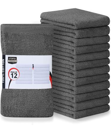 Utopia Towels Kitchen Bar Mops Towels, Pack of 12 Towels - 16 x 19 Inches, 100% Cotton Super Absorbent Grey Bar Towels, Multi-Purpose Cleaning Towels for Home and Kitchen Bars 12 Pack Grey
