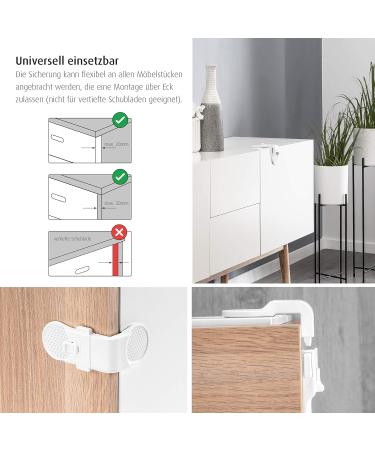 Reer Cabinet & Drawer Lock - 3 Piece Value Pack | Child Safety Expert | White - Shop Internationally - Buy Online on SooperMarket.com