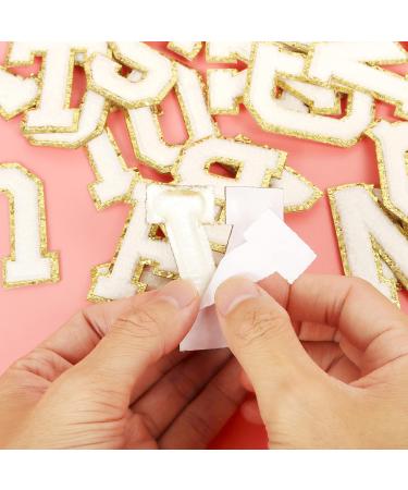 White Letter Chenille Patches - 26PCS Self-Adhesive Iron on Letters, Varsity Alphabet Embroidered Applique for Clothing and Accessories - Buy Online on SooperMarket.com