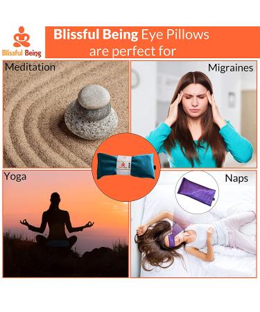 Blissful Being Lavender Eye Pillow - Hot/Cold Weighted Satin Eye Mask for Sleeping, Yoga, Meditation - Aqua with Minky Strap Cover - Gifts for Women, Birthday, Teachers - Buy Online on SooperMarket.com