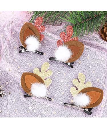 WLLHYF 4PCS Christmas Reindeer Antler Hair Clips with Pom Balls - Festive Party Cosplay Hair Accessories for Girls and Women - Buy Online on SooperMarket.com