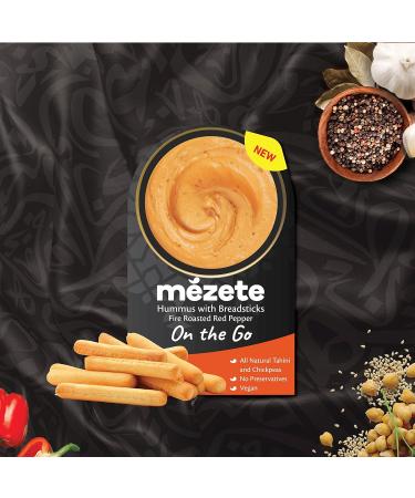 Mezete Fire Roasted Red Pepper Hummus with Bread Sticks 100% All Natural On the Go Hummus Cups Vegan Dip with No Preservatives Shelf-Stable and No Refrigeration Required 3.2 Ounce (Pack of 6) Hummus Pepper Red 3.2 Ounce (Pack of 6) - Buy Online on SooperMarket.com