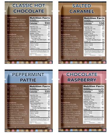 Gourmet Flavored Hot Chocolate Packets - Classic Chocolate, Raspberry, Salted Caramel & Peppermint Mix - 32 Count Gift Set - Buy Online on SooperMarket.com