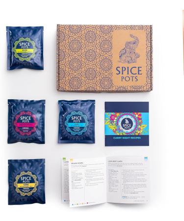 Spice Pots Curry Spice Selection - Korma, Bhuna, Goan, Tandoori Blends - Vegan & Gluten-Free - 4 x 40g Pack SPCURRY-LB - Buy Online on SooperMarket.com