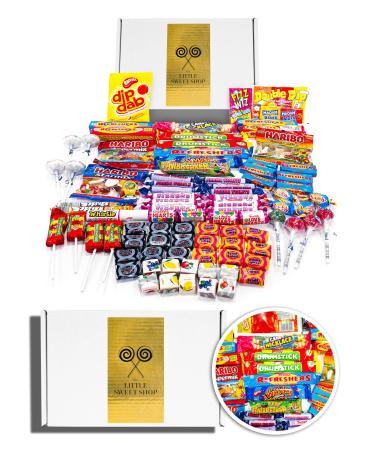 The Little Sweet Shop Minimalist Gold Label Retro Sweets Hamper: Premium Gift Box Packed with a variety of Old-Fashioned Candy for Birthdays Christmas Get Well Soon for Him for Her Boys & Girls
