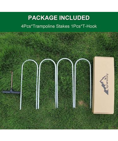 Heavy Duty Trampoline Wind Stakes - 4pcs Safety Ground Anchors for Soccer Goals, Tents & Garden Decoration - Galvanized Steel, All-Season Silver - Buy Online on SooperMarket.com