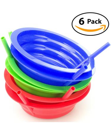 6 Pack USA-Made BPA Free Sippy Bowls for Kids - Child-Safe Cereal Bowls with Built-In Straw for Melted Ice Cream & Soup Sipping - Buy Online on SooperMarket.com