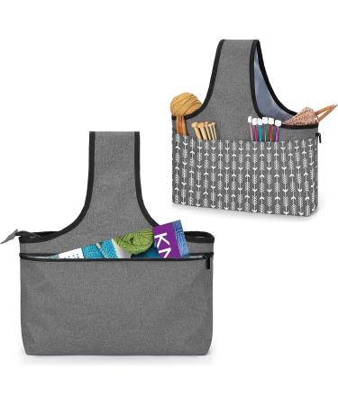YARWO Yarn Storage Tote Wrist Bag for Yarn Skeins & Knitting Supplies - Gray with Arrow Design | Bag Only - Buy Online on SooperMarket.com