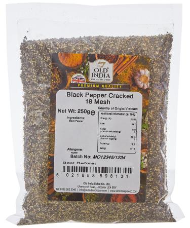Old India Black Pepper Cracked 18 Mesh 250g 250 g (Pack of 1)