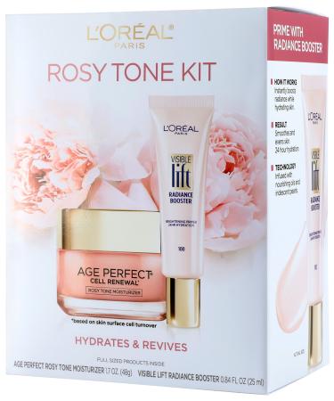 L'Oreal Paris Skin Care Giftable Kit with Rosy Tone Face Moisturizer and Visible Lift Radiance Booster  1 Kit