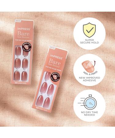 KISS imPRESS No Glue Mani Press-On Nails - Color Instinct Light Pink Short Squoval Shape 30 Nails + Prep Pad & Manicure Tools - Shop Internationally - Buy Online on SooperMarket.com