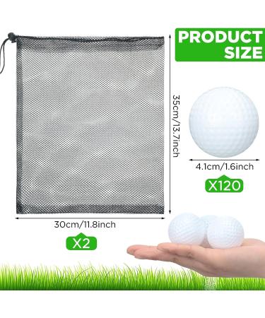 120 Pcs Plastic Golf Balls for Indoor Outdoor Training with Mesh Bags - White - Buy Online on SooperMarket.com