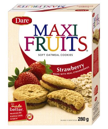 Maxi Fruits Strawberry - Soft Oatmeal Cookies with Real Fruit Filling for a Great Snack 280g