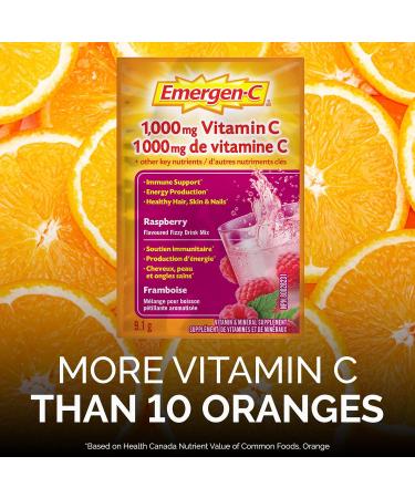 Emergen-C Raspberry (30 Count) 1000mg Vitamin C / Electrolytes / B Vitamins Mineral Supplement - Buy Online on SooperMarket.com