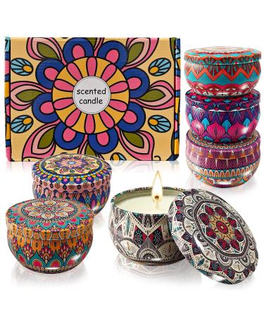 Fragrance candles gifts for women: 6 pack aromatherapy candles for at home fragrant natural 100% soy wax essential oil stress relief candle set for yoga christmas birthday f06 retro