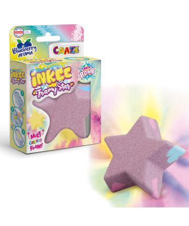 INKEE FOAMY STAR | Children's bath bomb in star shape bath ball with blueberry aroma 70g super creamy 1x Foamy Star
