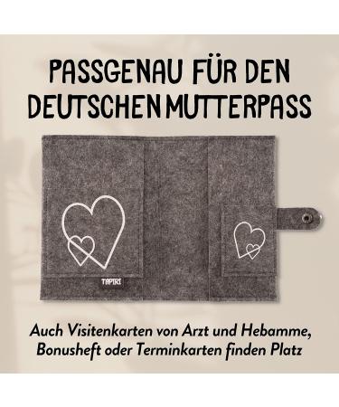 Riijk Gray Felt Mutterpass Cover with Closure & Ultrasound Photo Bag - Ideal German Mother Pass Gift - Buy Online on SooperMarket.com