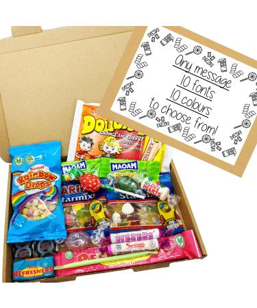 Retro Sweet Gift Box - A5 Letter Box free personalised label by Eventabox *SWEETS VARY*