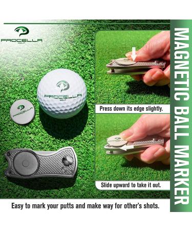 Procella Golf Divot Repair Tool with Ball Marker | Metal Switchblade Style | Multi-Tool for Men and Women - Silver - Buy Online on SooperMarket.com