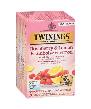 Twinings Raspberry & Lemon Herbal Individually Wrapped Tea Bags | Naturally Caffeine-Free| 20 Count (Pack of 6) | Enjoy Hot or Iced Raspberry & Lemon 20 Count (Pack of 6)