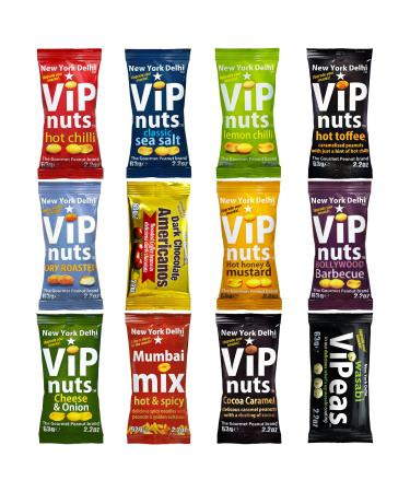 New York Delhi ViPnuts Ultimate Selection Box (12 x 63g) minimum 8 types - usually more - a flavour for every palate - snacks lovers gift