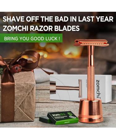 Eco-Friendly Rose Gold Razor Plane & Stand | Women's Zero Waste Safety Razor | Metal Plastic-Free Shaving for Intimate Areas - Buy Online on SooperMarket.com