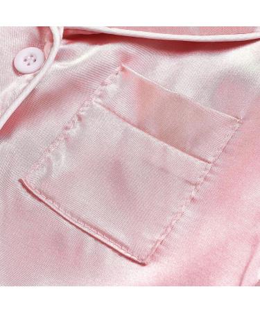 Verve Jelly Kids Satin Pajama Set | Long Sleeve Button Down Sleepwear | 2-Piece Outfit | Pink | 3-4 Years - Buy Online on SooperMarket.com