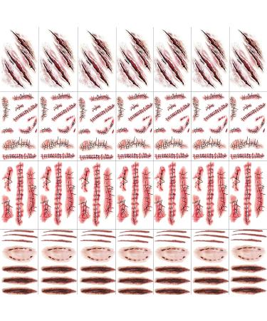 EGMBGM 128+ PCS Halloween Fake Stitches Temporary Tattoos Kit | 3D Zombie Makeup for Adults & Kids | Scary Chucky Scars & Blood Face Stickers - Buy Online on SooperMarket.com