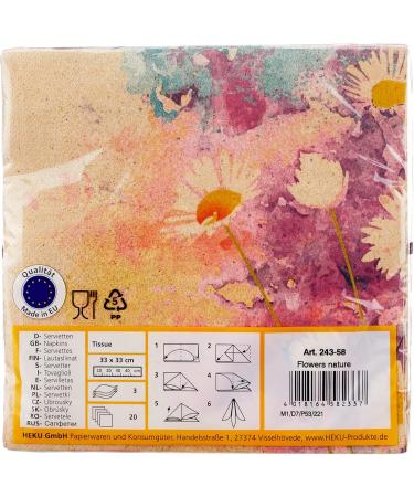 HEKU 100 Napkins - 3-Layer 33x33cm Flowers Nature | Practical & Stylish | Ideal for Special Occasions | Made in Europe - International Shipping Available - Buy Online on SooperMarket.com
