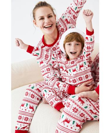PatPat Family Christmas PJs Set - Reindeer & Snowflake Patterned Sleepwear for Couples & Kids XL Red/White - Buy Online on SooperMarket.com