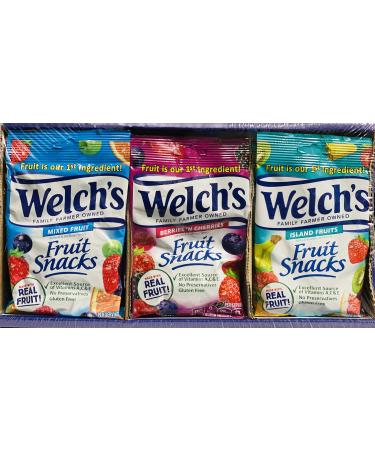 Welch's Fruit Snacks, Bulk Variety Pack with Mixed Fruit, Superfruit Mix, Island Fruits, Gluten Free, Bulk Pack, 2.25 oz (Pack of 16)