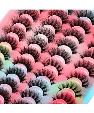 20 Pairs Natural Fluffy Cat Eye False Eyelashes - 4 Styles Wispy 5D Faux Mink Multipack - Buy Online on SooperMarket.com