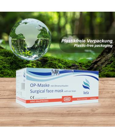 Kela OP Mask 500x - Premium Blue Medical Masks Made in Germany | Oeko-Tex Certified | MNS Type IIR Disposable Respiratory Protection - Buy Online on SooperMarket.com