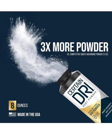 Certain Dri Body Powder 8 Oz - Maximum Sweat Absorption for Men and Women - Buy Online on SooperMarket.com