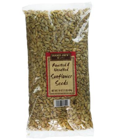 2 Pack Trader Joe's Roasted & Unsalted Sunflower Seeds 16 oz NET WT 1 Pound (Pack of 2)