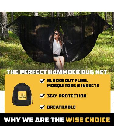 Wise Owl Outfitters Hammock Bug Net - Premium Waterproof Mesh Netting with Double-Sided Zipper for Hammocks - Essential Camping Gear in Black - Buy Online on SooperMarket.com
