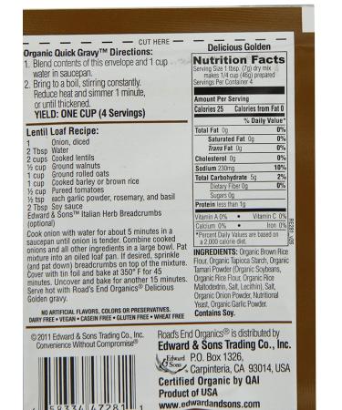 Road's End Organics Gluten Free Golden Gravy Mix 1 oz Pouch (12 Pack) - Buy Online on SooperMarket.com