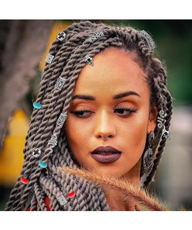 85Pcs Viking Norse Rune Beard Beads Hair Braids Dreadlock Skull Snake Wolf Turquoise Cross Accessories - Vintage Silver - Buy Online on SooperMarket.com