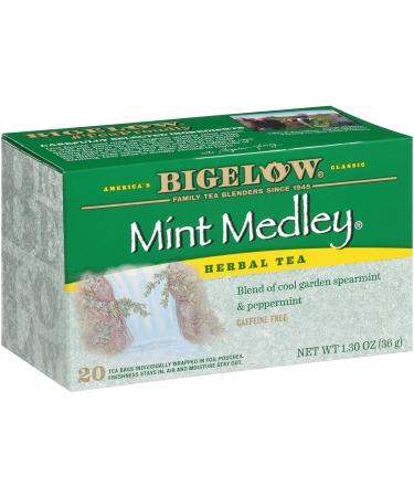 Bigelow Mint Medley Herbal Tea, Caffeine Free, 20 Count (Pack of 6), 120 Total Tea Bags Mint Medley 20 Count (Pack of 6)
