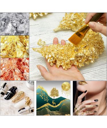 YULIKTOR Gold Foil Flakes for Resin - 15g Metallic Leaf for Nails, Painting, Crafts, Slime & Jewelry Making - 3 Bottles Imitation Gold/Silver/Copper Colors - Buy Online on SooperMarket.com
