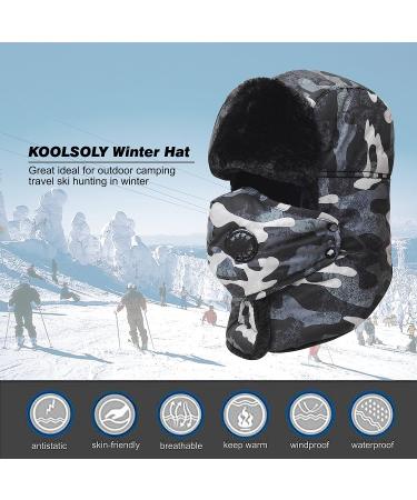 Trooper Trapper Hat with Ear Flap & Windproof Ski Mask - Gray - Buy Online on SooperMarket.com