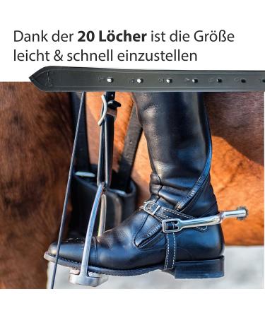High-Quality Black Leather Horse Delini Stirrup Straps for English Saddles - 130cm to 160cm Length (150cm Option) - Buy Online on SooperMarket.com