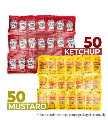 Grab-n-Go Condiment Packs - 100 Single Serve Ketchup & Mustard Packets for Picnics, BBQs, Travel & Parties - Buy Online on SooperMarket.com