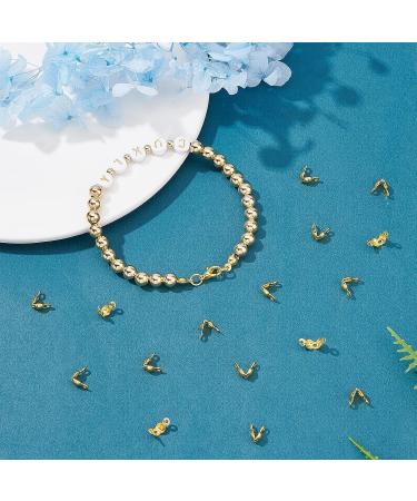 CHGCRAFT 100pcs 304 Stainless Steel Bead Tips Golden Calotte Ends for Jewelry Making DIY - 8x4mm - Buy Online on SooperMarket.com