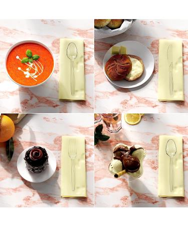 300 ct Disposable Plastic Silverware Set | Clear Cutlery Utensils | 100 Forks, 100 Spoons, 100 Knives | Heavy Duty Bulk Flatware - Ideal for Parties & Events - Buy Online on SooperMarket.com