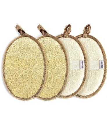 Natural Luffa swam peeling body clothes (4 pieces) from environmentally friendly and biodegradable shower loofah sponge Luffa for women and men 4 pieces (1 Pack) brown