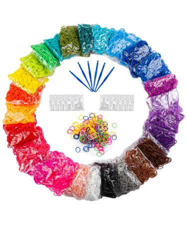 12730+ Loom Rubber Bands Refill Kit in 26 Color with 500 Clips,6 Hooks, Premium Bracelet Making Kit for Kids Weaving DIY Crafting Gift